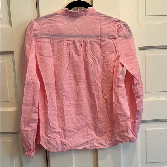 LOFT Pink Ruffled button down Small - Picture 8 of 8